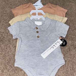 Nicole Miller Infant Bodysuit Set - Gray, Cream, Tan